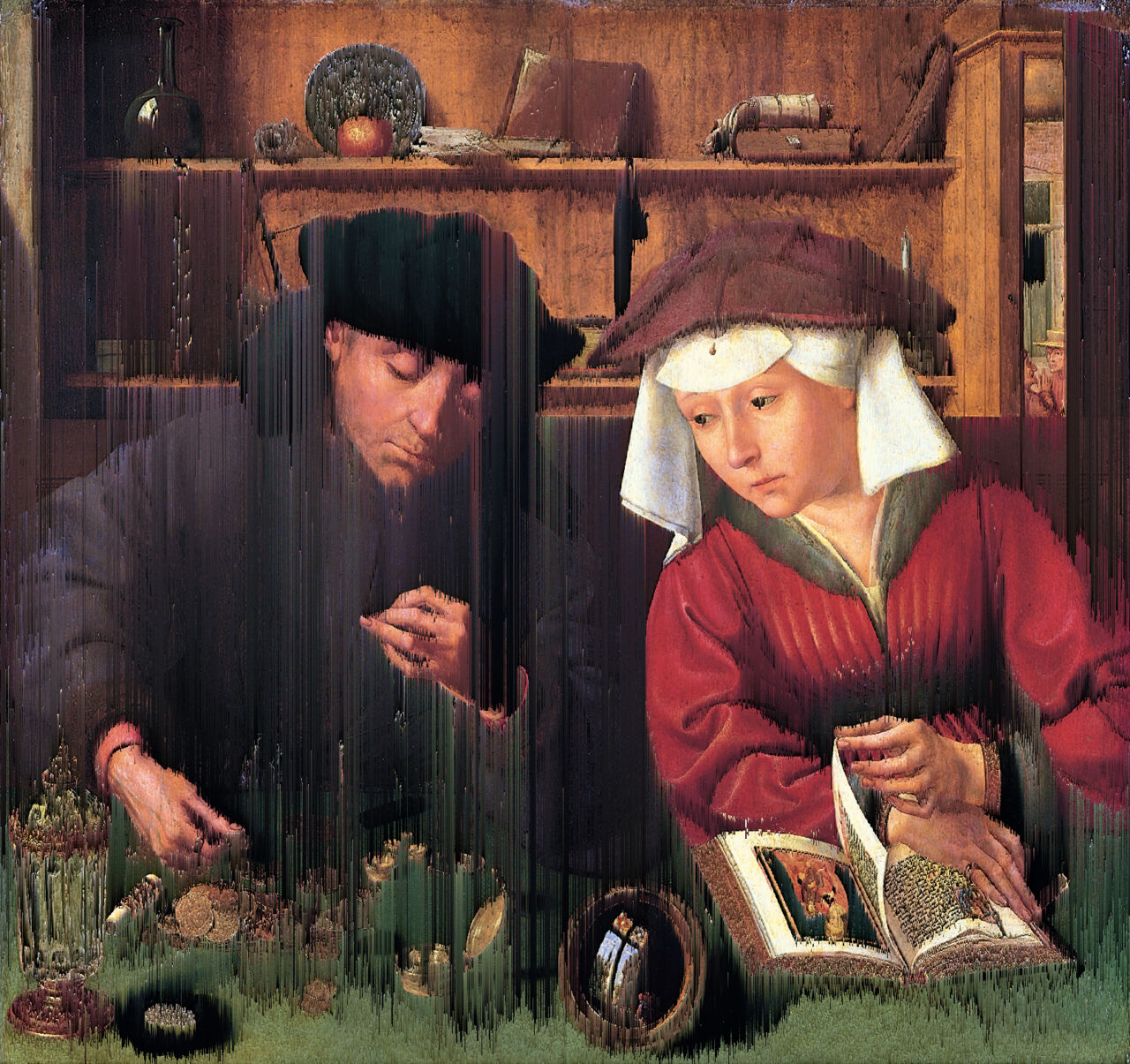 „Der Geldwechsler und seine Frau“ (Massysm Quentin, 1514) [Glitch]