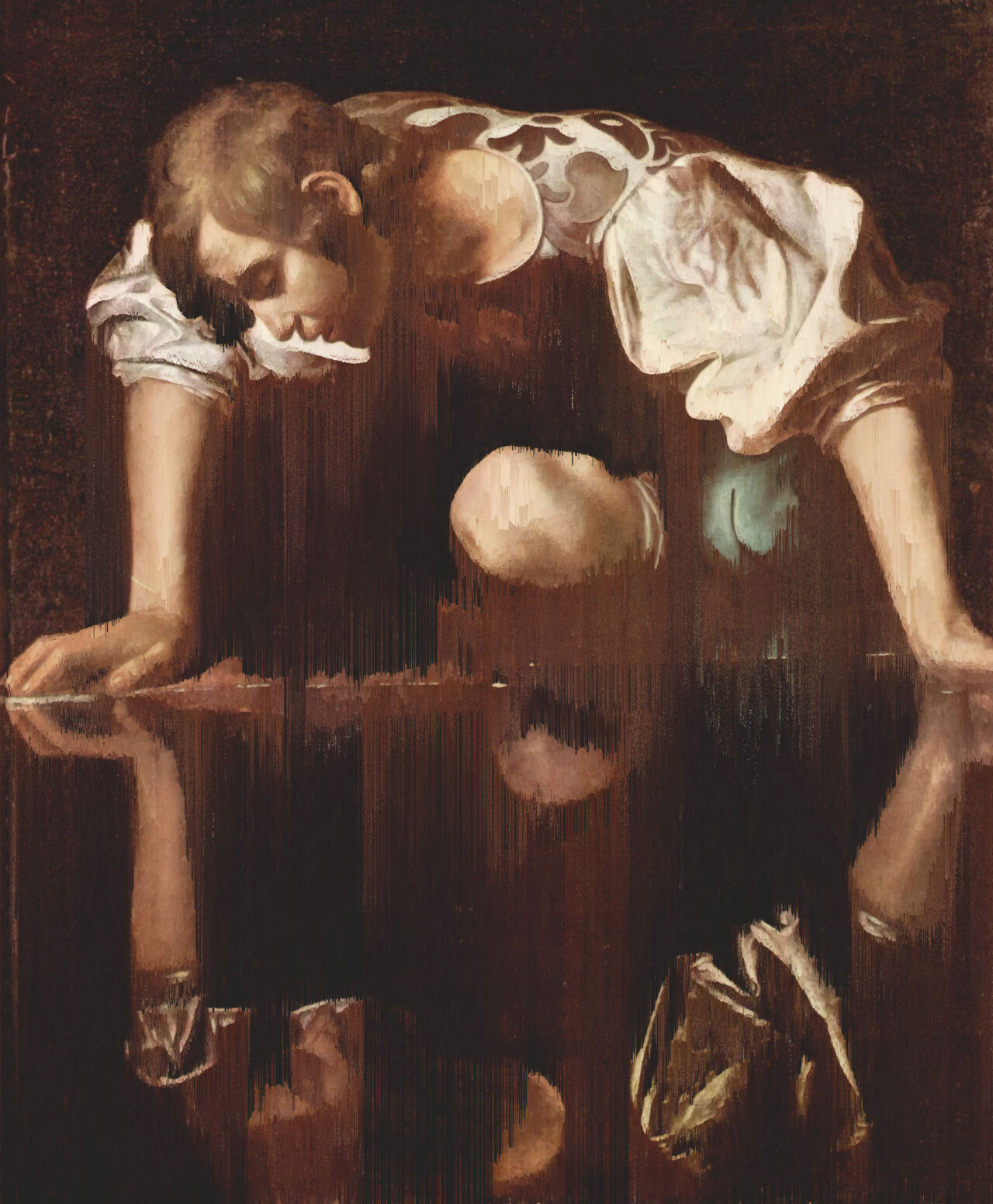Narcissus (Caravaggio, 1598/99) [Glitch]