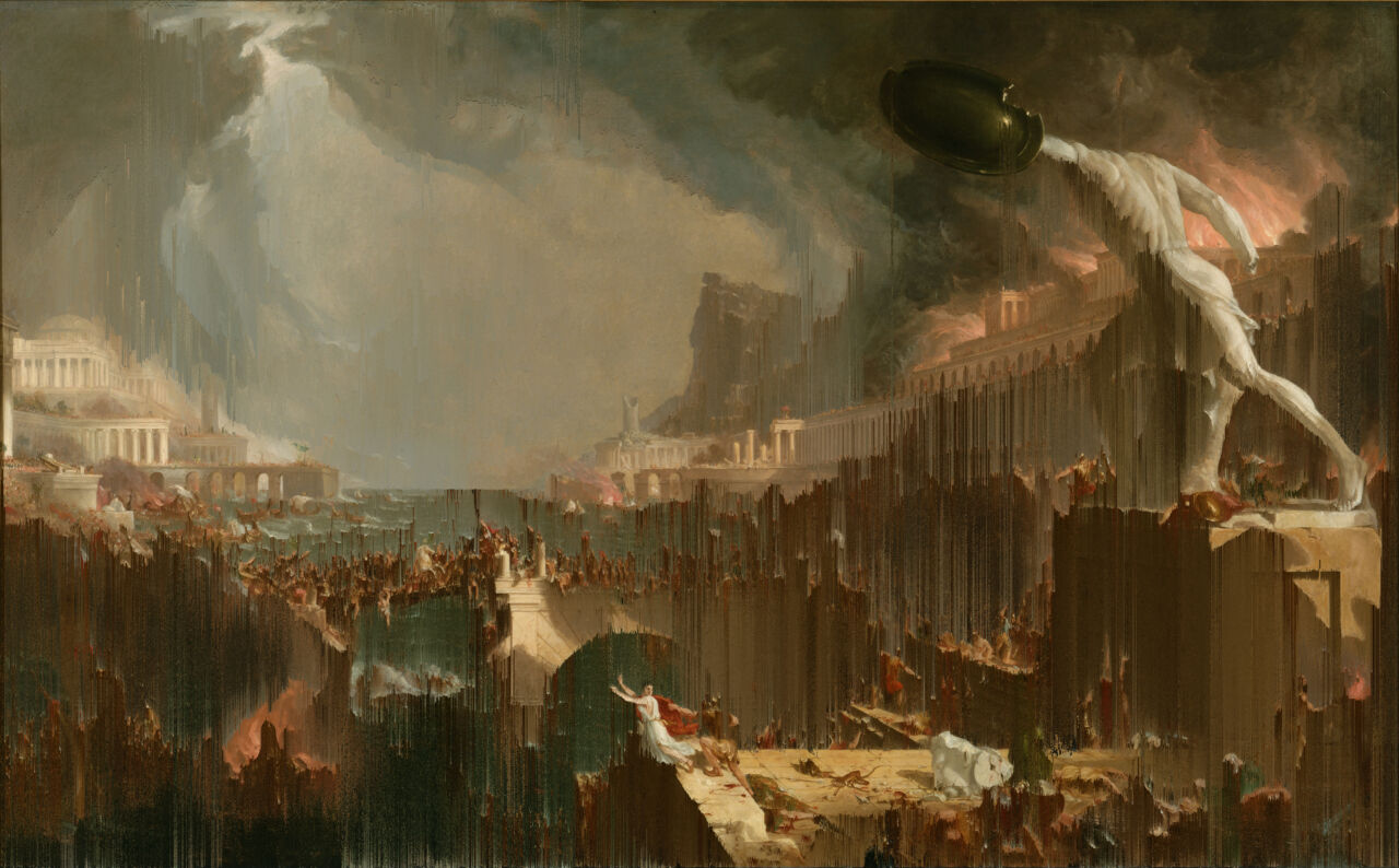 „The Course of Empire: Destruction“ (Thomas Cole, 1836) [Glitch]